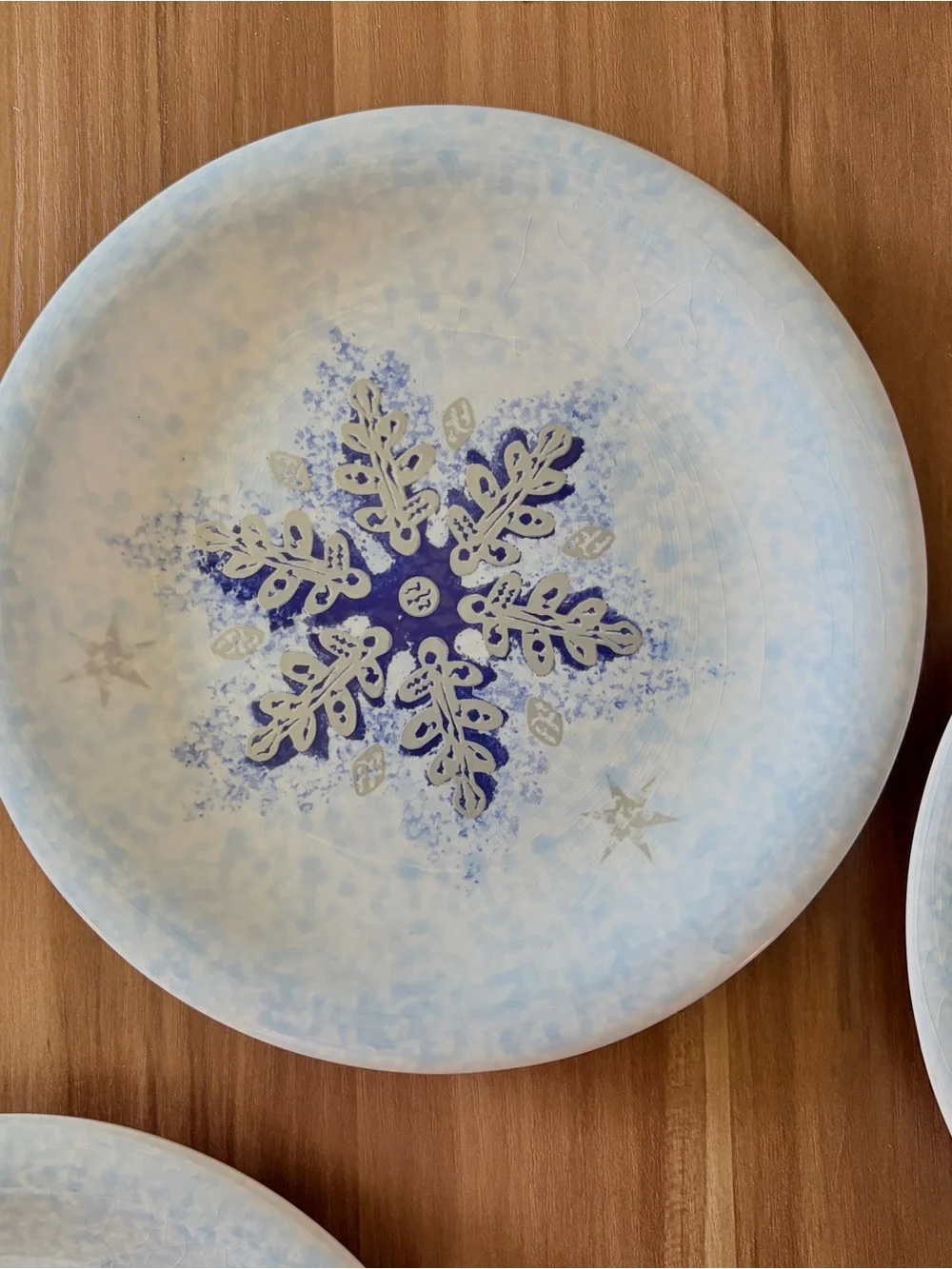 Set of 4 Target Home Ceramiche Umbre Winter Frost Snowflake 8” Plates Made Italy